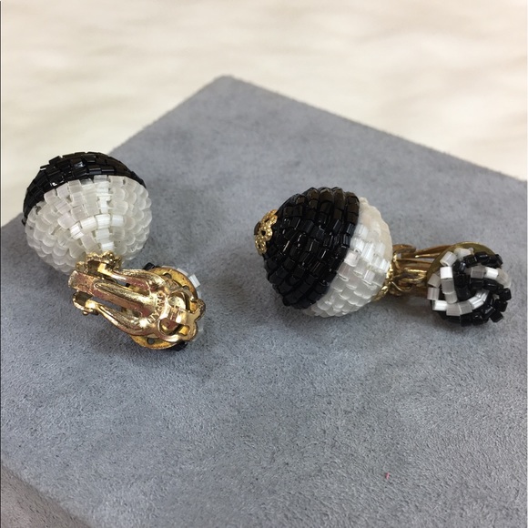 Vintage Jewelry Vintage Japan Black White Clipon Earrings Poshmark
